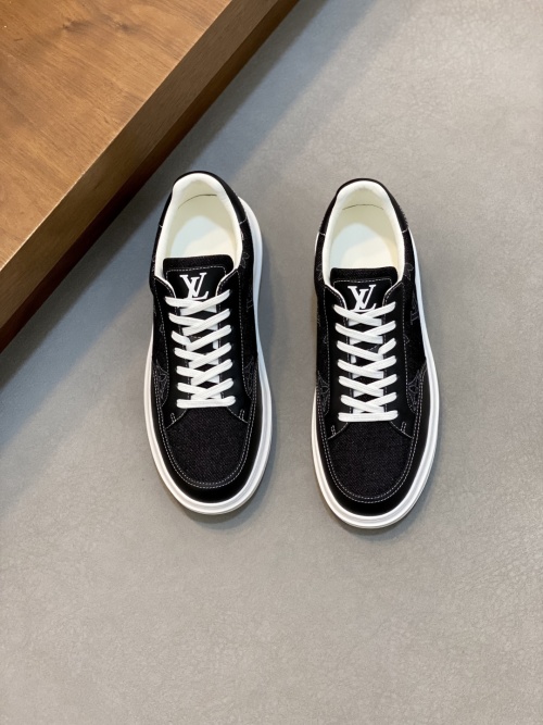 Louis Vuitton Men's Black Leather Monogram Casual Sneakers,Classic Style 1 Louis Vuitton Men's Black Leather Monogram Casual Sneakers,Classic Style