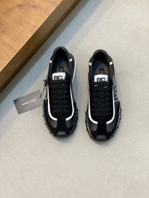 Dolce & Gabbana Men's Black Leather and Suede Logo Sneakers 1 Dolce & Gabbana Men's Black Leather and Suede Logo Sneakers