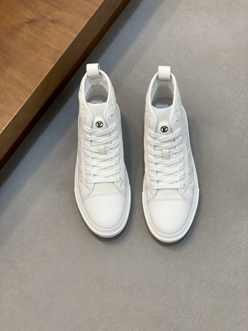 Louis Vuitton High-Top Leather Sneaker, Lace-Up, White