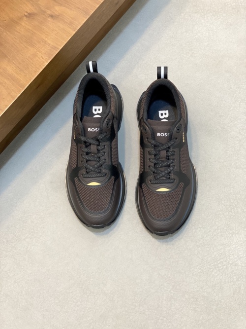 BOSS Men's Lightweight Mixed Material Lace-Up Sneakers - Comfortable & Stylish 1 BOSS Men's Lightweight Mixed Material Lace-Up Sneakers - Comfortable & Stylish