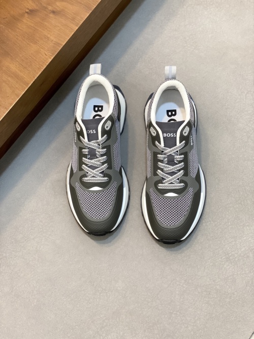 BOSS Men's Low-Top Leather and Fabric Sneakers - Comfort and Style