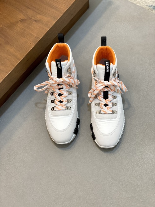 Hermes Men's High-Top White Leather Sneakers Waterproof Fabric Size 38-44 1 Hermes Men's High-Top White Leather Sneakers Waterproof Fabric Size 38-44