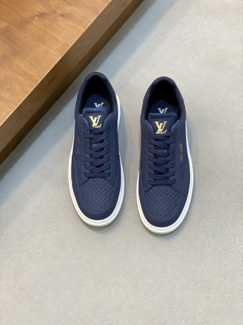 Louis Vuitton Men's Casual Sneakers in Navy Leather with Monogram Detail 1 Louis Vuitton Men's Casual Sneakers in Navy Leather with Monogram Detail