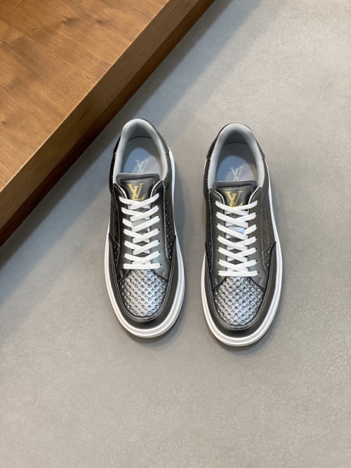Louis Vuitton Men's Casual Sneakers in Black Leather with Monogram Detail 1 Louis Vuitton Men's Casual Sneakers in Black Leather with Monogram Detail