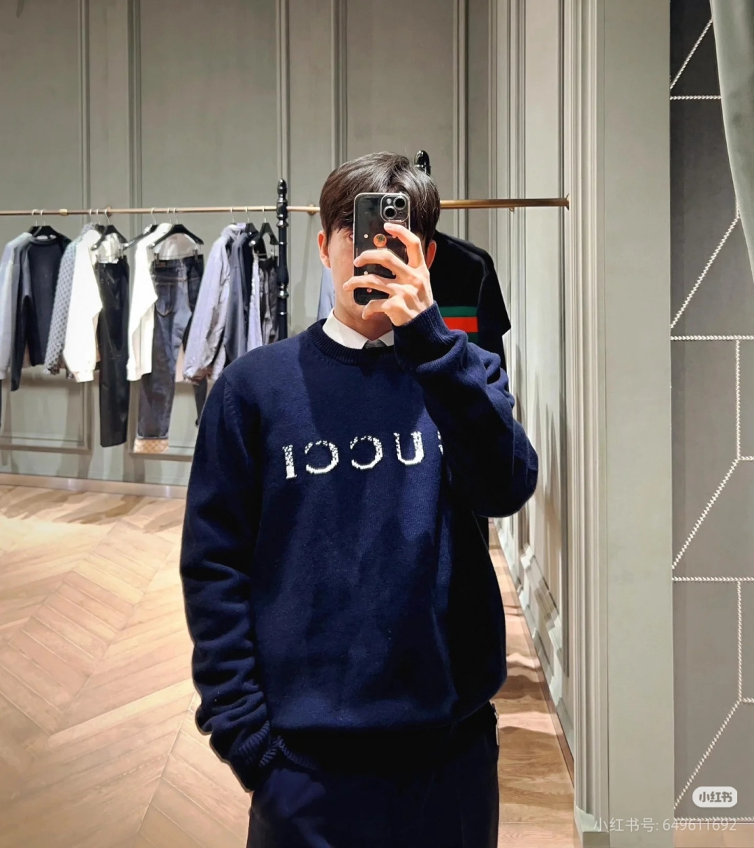 古驰 24FW 消散字母圆领毛衣 上身效果#