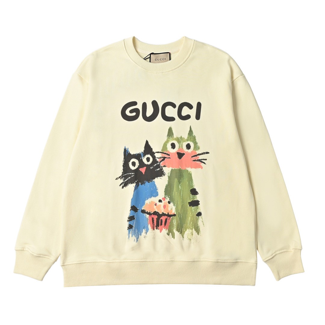 三只猫印花卫衣 Gucci新品 秋冬系列高克重卫衣-Chinese UA Cheap High Quatity Brand Clothes Bags handbags Sneakers wholesale wholesaler seller from China Factory suppliers Fashion Clothing Shoes best Quality Beautiful Price 三只猫印花卫衣 Gucci新品 秋冬系列高克重卫衣