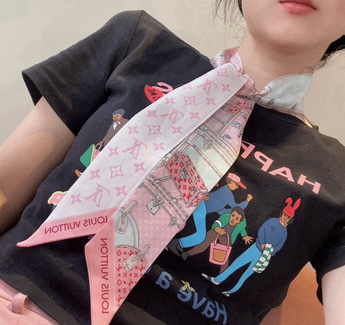 Louis Vuitton Monogram Silk Skinny Scarf Bandeau - Pink, 8 x 120 cm