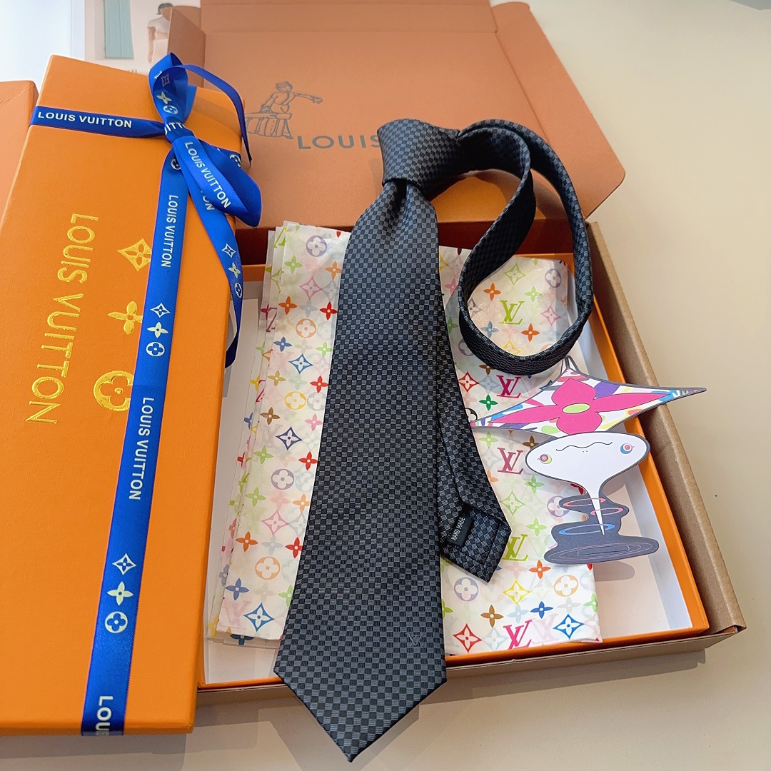 特价 LV领带 新款来袭 路易威登经典领带👔「棋盘格子」l'花纹，男士必备单品超时尚！高端品质 版型面料