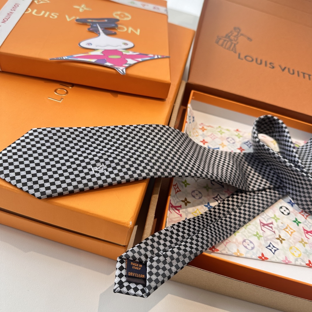 特价 LV领带 新款来袭 路易威登经典领带👔「棋盘格子」l'花纹，男士必备单品超时尚！高端品质 版型面料