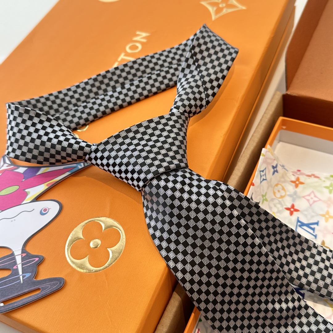 特价 LV领带 新款来袭 路易威登经典领带👔「棋盘格子」l'花纹，男士必备单品超时尚！高端品质 版型面料