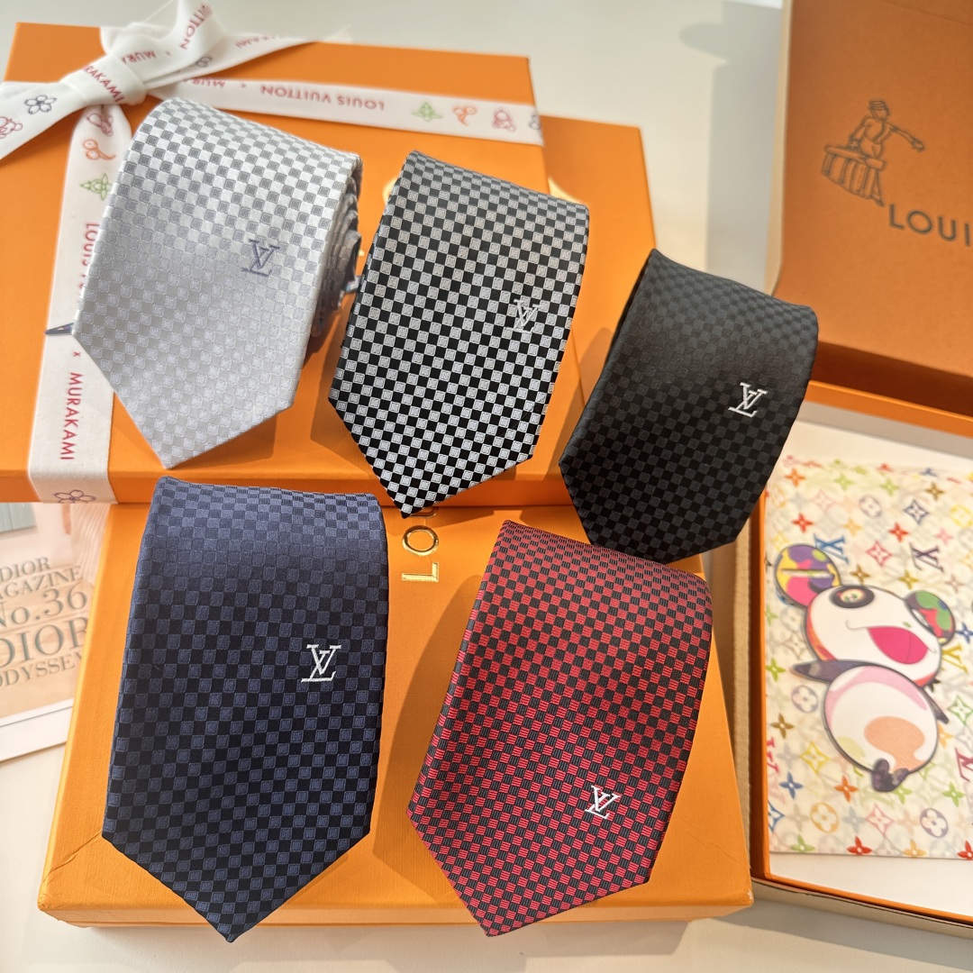 特价 LV领带 新款来袭 路易威登经典领带👔「棋盘格子」l'花纹，男士必备单品超时尚！高端品质 版型面料