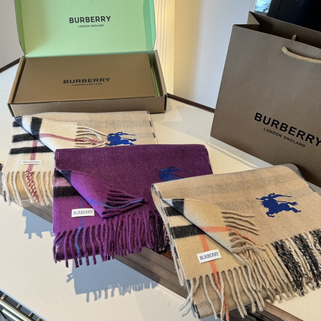 ❤️最新款 B双刺 双面刺绣➕印花➕提花 大密度双面羊绒格子围巾 超高难度工艺 绝非一般coPy能做 原