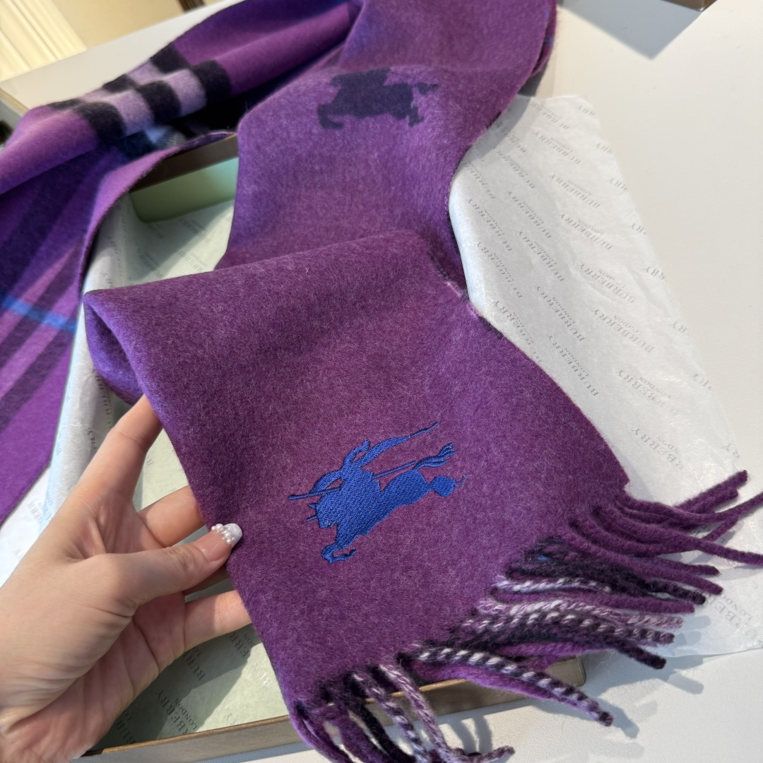 ❤️最新款 B双刺 双面刺绣➕印花➕提花 大密度双面羊绒格子围巾 超高难度工艺 绝非一般coPy能做 原