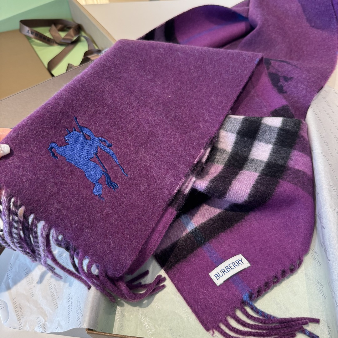 ❤️最新款 B双刺 双面刺绣➕印花➕提花 大密度双面羊绒格子围巾 超高难度工艺 绝非一般coPy能做 原