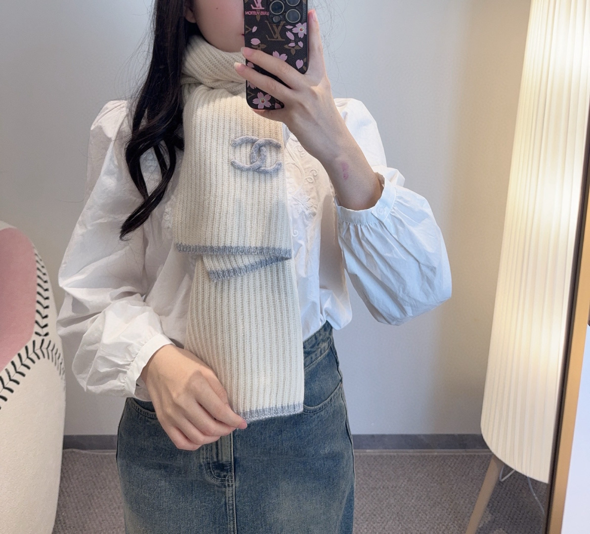 👑👑Chanel25秋冬新款刺绣针织围巾羊绒针织长巾‼️美翻了[流泪]御用殿堂级极品‼️新款在售 进口纯