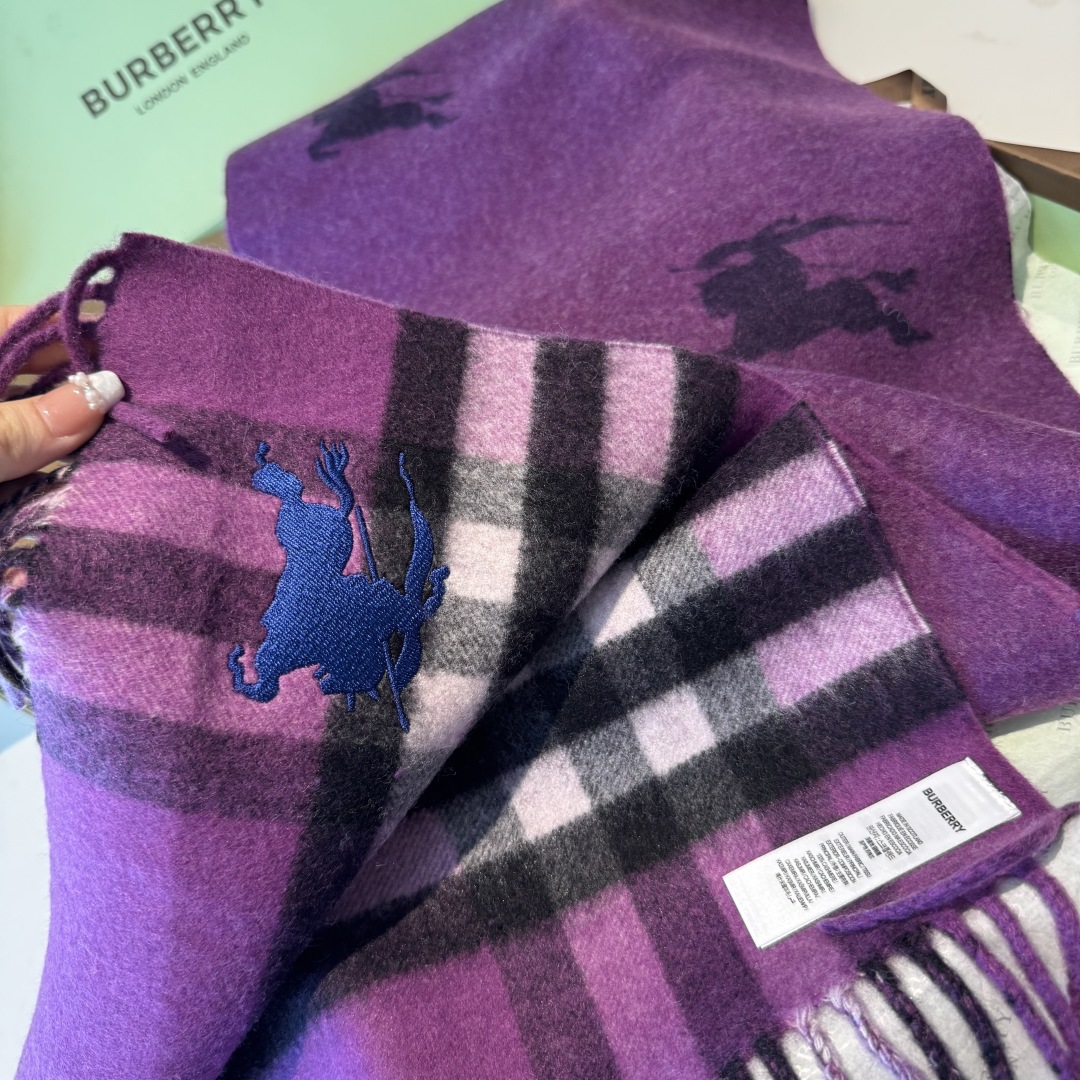 ❤️最新款 B双刺 双面刺绣➕印花➕提花 大密度双面羊绒格子围巾 超高难度工艺 绝非一般copy能做 原