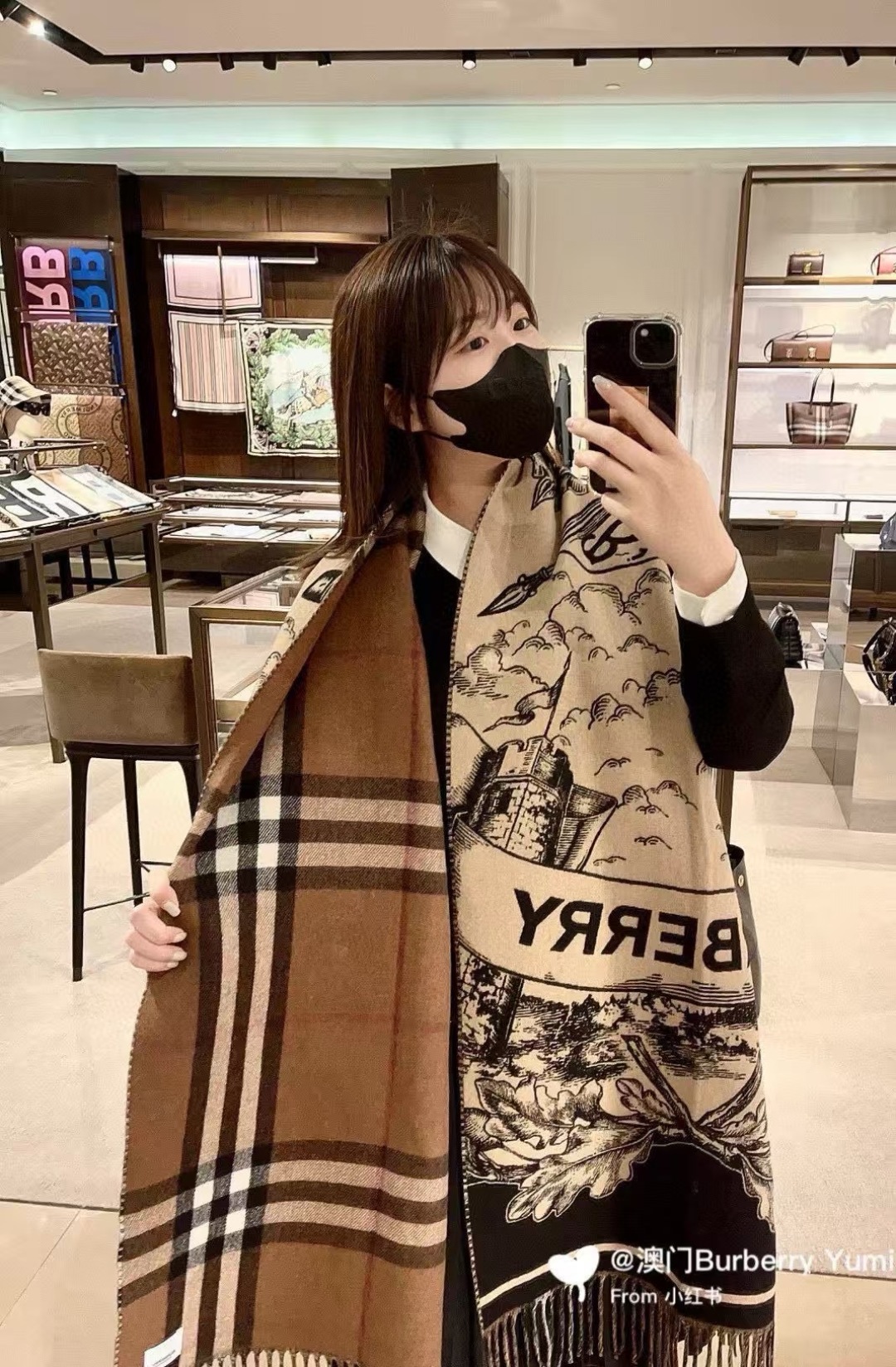 高货版本，朋友工厂订单，余一百百多条，市面最好的战马焦糖，高货，Bur战马骑士双面披肩，各种好看，被誉为