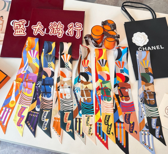 Hermes Twilly Silk Scarf, "Grand Parade" Design, 5x86cm, Premium Quality 9 Hermes Twilly Silk Scarf, "Grand Parade" Design, 5x86cm, Premium Quality