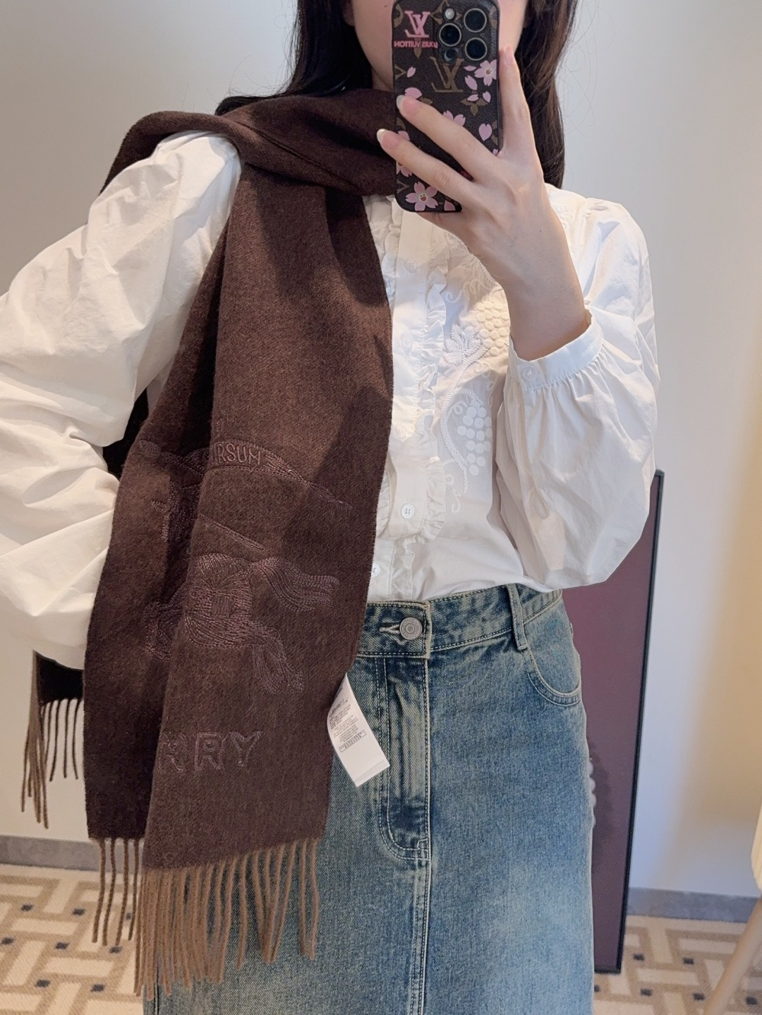 Classic Burberry Lambswool Scarf | Elegant Double-Sided Design 30*200cm