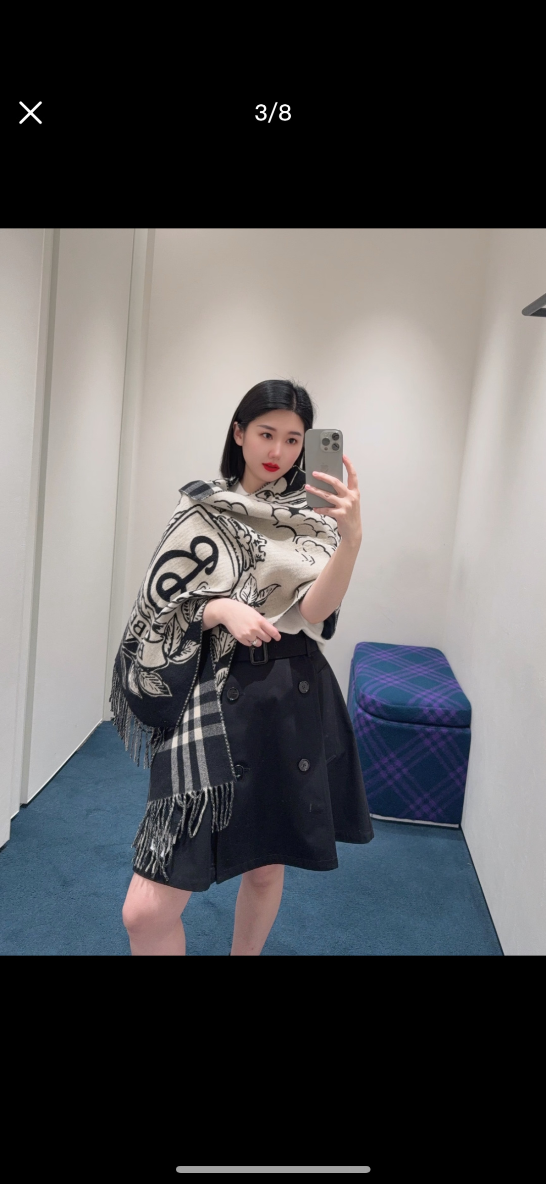 Burberry 新色……独家 Bur战马骑士双面披肩 各种 被誉为Burberry今年最美的款 最 的提花战马徽标 最美的 焦糖配色披肩