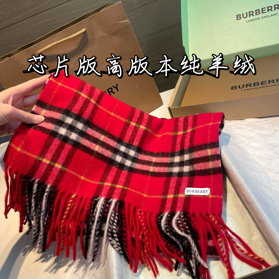 Burberry圣诞款羊绒版本金婧，张婧仪，周洁琼同款围巾新年福利苏格兰大红格围巾，走英国的单， 这款是