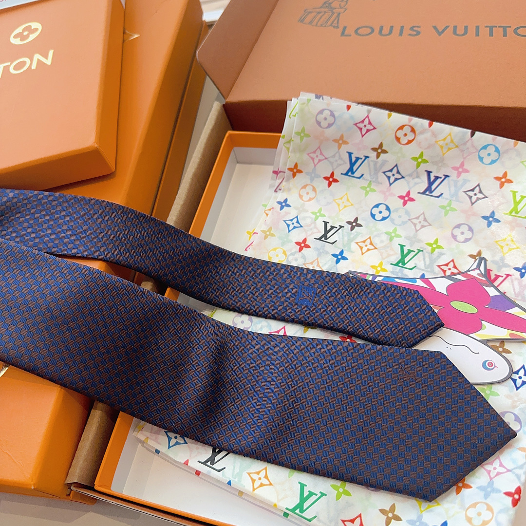 LV领带 新款来袭 路易威登经典领带👔「棋盘格子」l'花纹，男士必备单品超时尚！高端品质 版型面料都达到