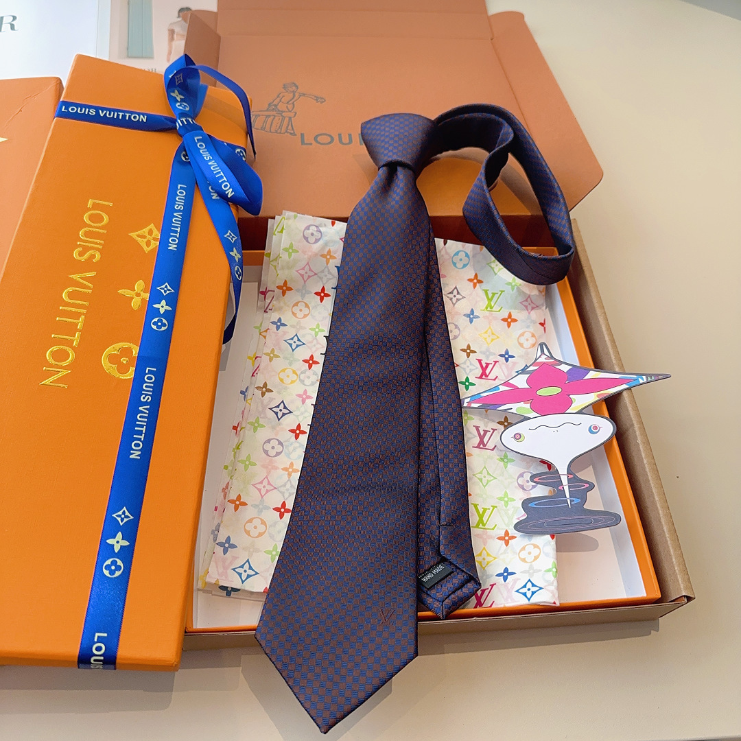 LV领带 新款来袭 路易威登经典领带👔「棋盘格子」l'花纹，男士必备单品超时尚！高端品质 版型面料都达到