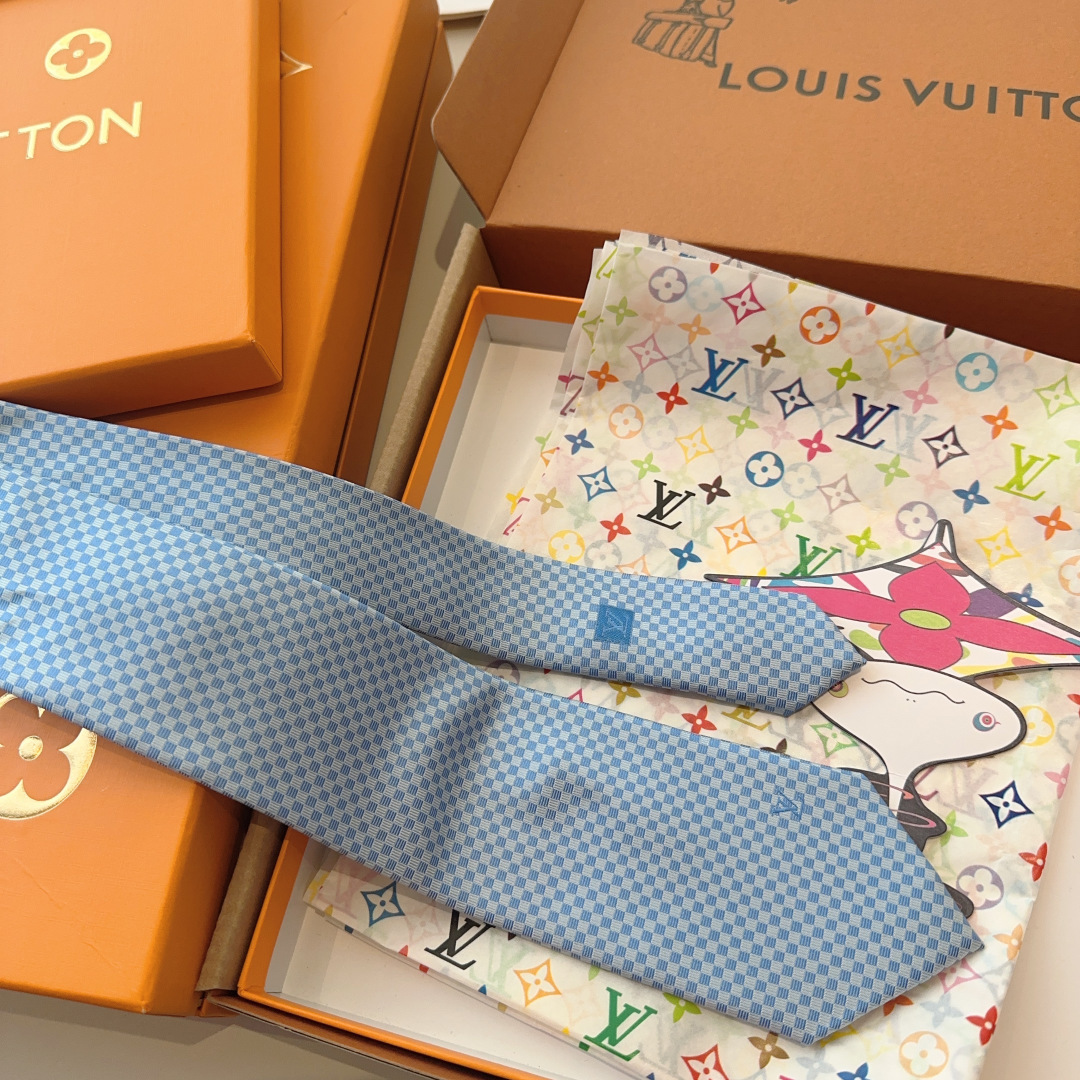 LV领带 新款来袭 路易威登经典领带👔「棋盘格子」l'花纹，男士必备单品超时尚！高端品质 版型面料都达到