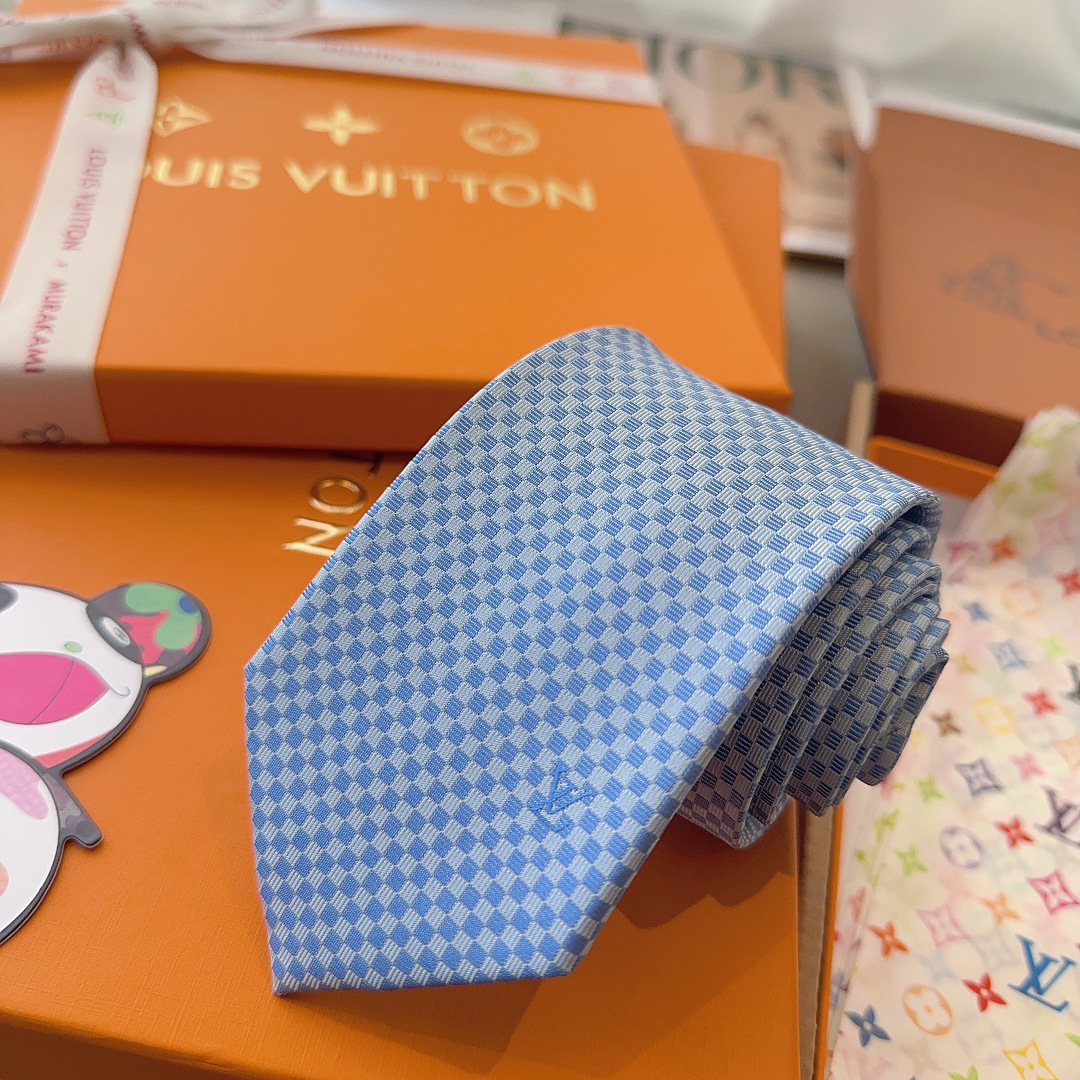 LV领带 新款来袭 路易威登经典领带👔「棋盘格子」l'花纹，男士必备单品超时尚！高端品质 版型面料都达到