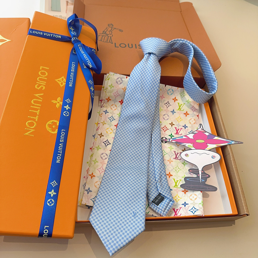LV领带 新款来袭 路易威登经典领带👔「棋盘格子」l'花纹，男士必备单品超时尚！高端品质 版型面料都达到