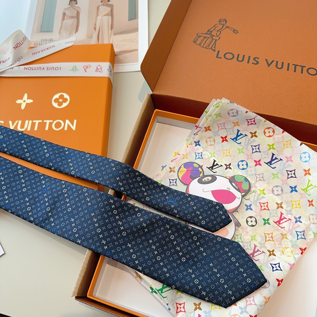 特 LV老花领带 ，路易威登经典领带👔老花提花设计，男士必备单品超时尚！高端品质 版型面料都达到品牌标准