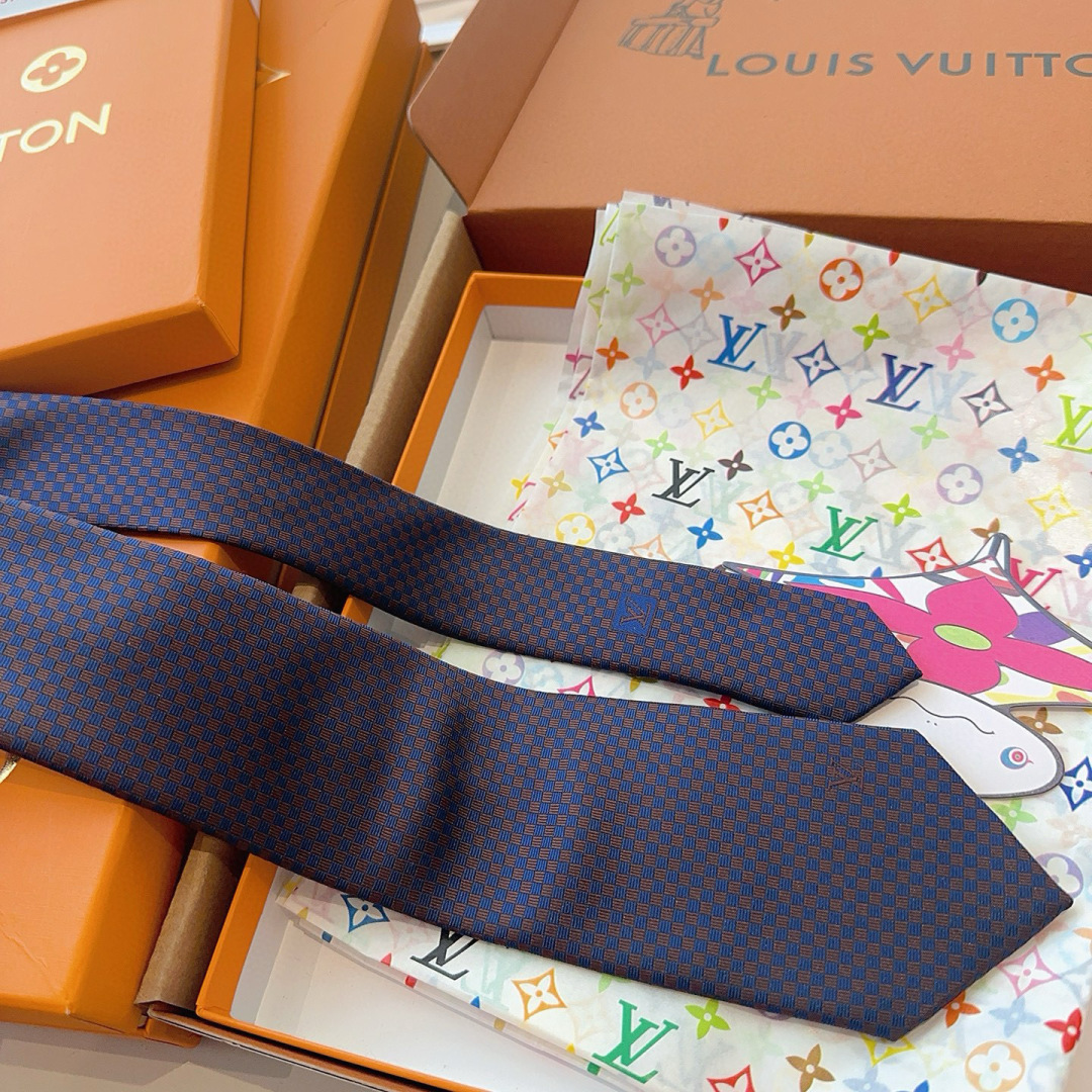 LV领带 新款来袭 路易威登经典领带👔「棋盘格子」l'花纹，男士必备单品超时尚！高端品质 版型面料都达到