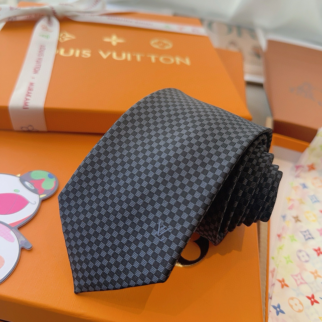 LV领带 新款来袭 路易威登经典领带👔「棋盘格子」l'花纹，男士必备单品超时尚！高端品质 版型面料都达到
