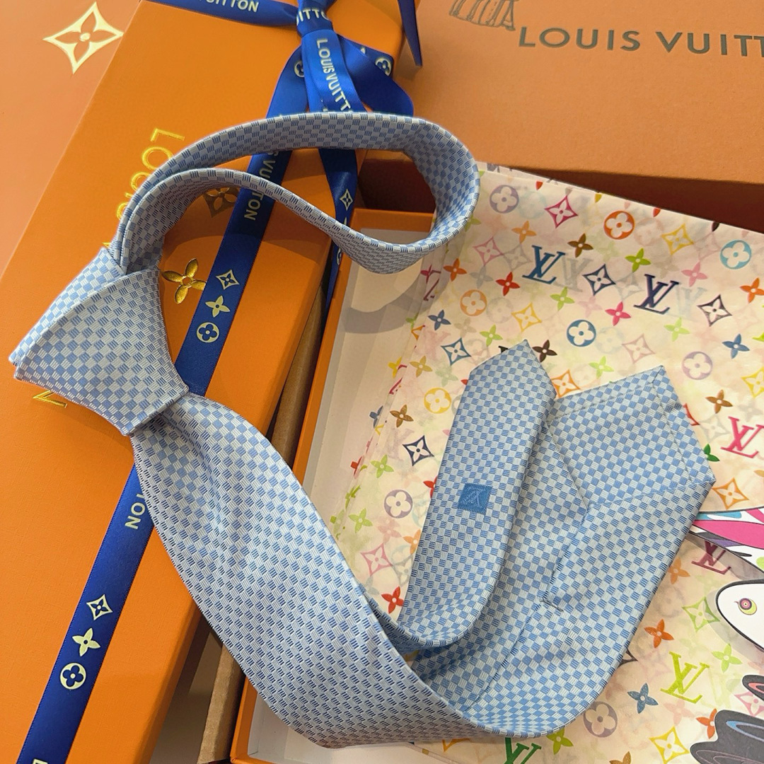 LV领带 新款来袭 路易威登经典领带👔「棋盘格子」l'花纹，男士必备单品超时尚！高端品质 版型面料都达到