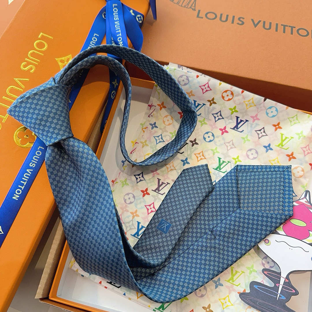 LV领带 新款来袭 路易威登经典领带👔「棋盘格子」l'花纹，男士必备单品超时尚！高端品质 版型面料都达到