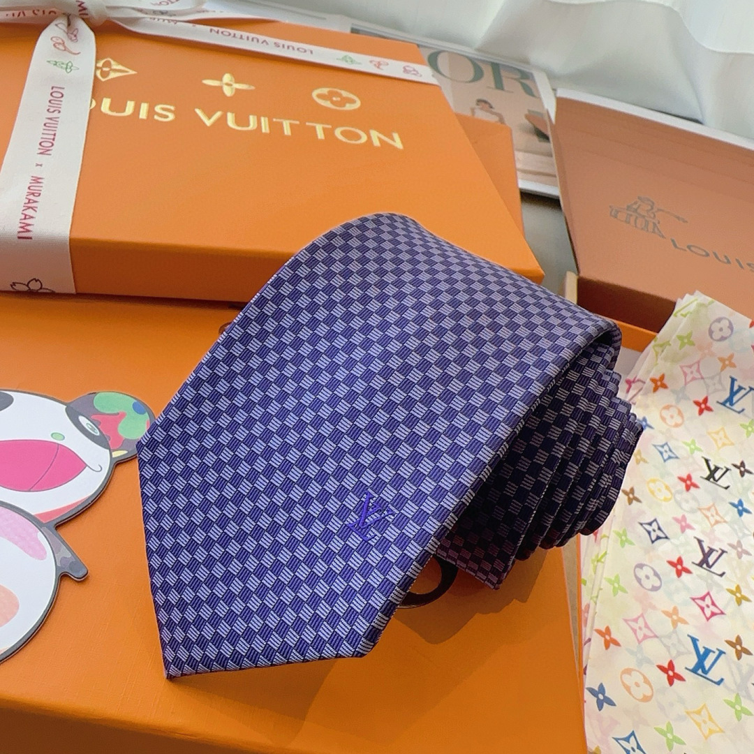 LV领带 新款来袭 路易威登经典领带👔「棋盘格子」l'花纹，男士必备单品超时尚！高端品质 版型面料都达到