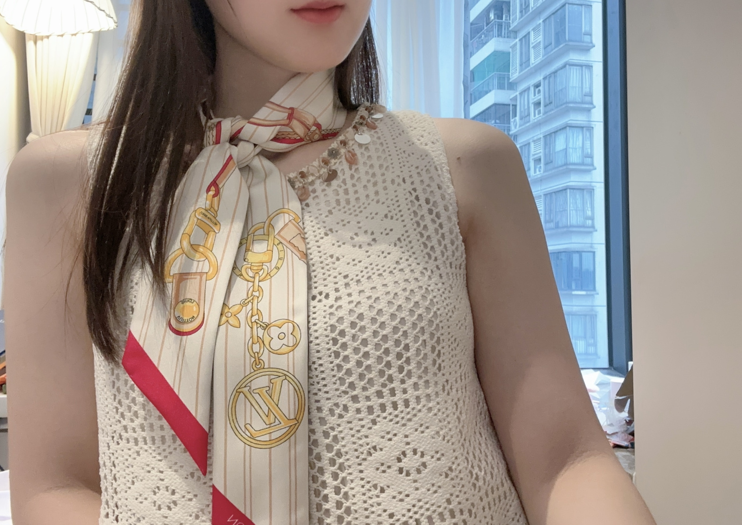 LV scarf Lujia 100% silk 18mm heavy twill material,