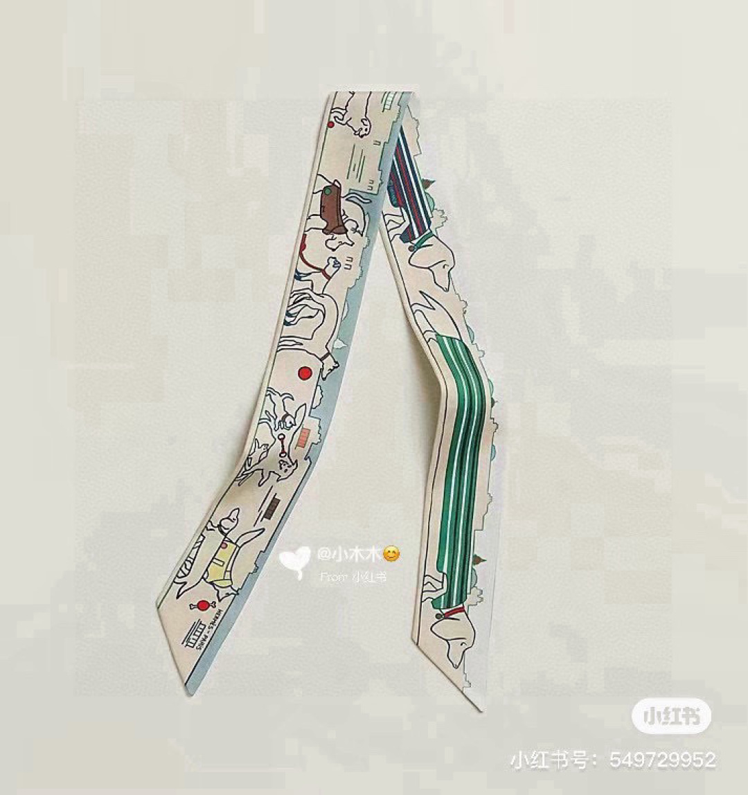 NO:895919,H family's new silk scarf, 'Paris Dogs' heavy silk twill, Hermès headband, double-sided and double style!  Made of top-grade twill silk. The ultra-fine printing is very clear. It is definitely the first choice for gifts. The ribbon can be wrapped around the neck, wrists, and waist. It can also be matched with your favorite bag to give your bag a brand new look. [Specification: 519860909H家新款丝巾,《巴黎爱犬》 重磅真丝斜纹绸,爱马仕束发带 双面双款！顶级斜纹真丝打造 超精细的印花非常清晰 绝对是送礼自用的首选丝带既可绕于颈间,亦可缠于腕部、腰部,同样也可以搭配在心爱的包包上,让你的包包焕然一新【规格5X86cm,斜纹真丝双层双面】丝巾,飘带,飘带，发束,hermes,real silk,accessory