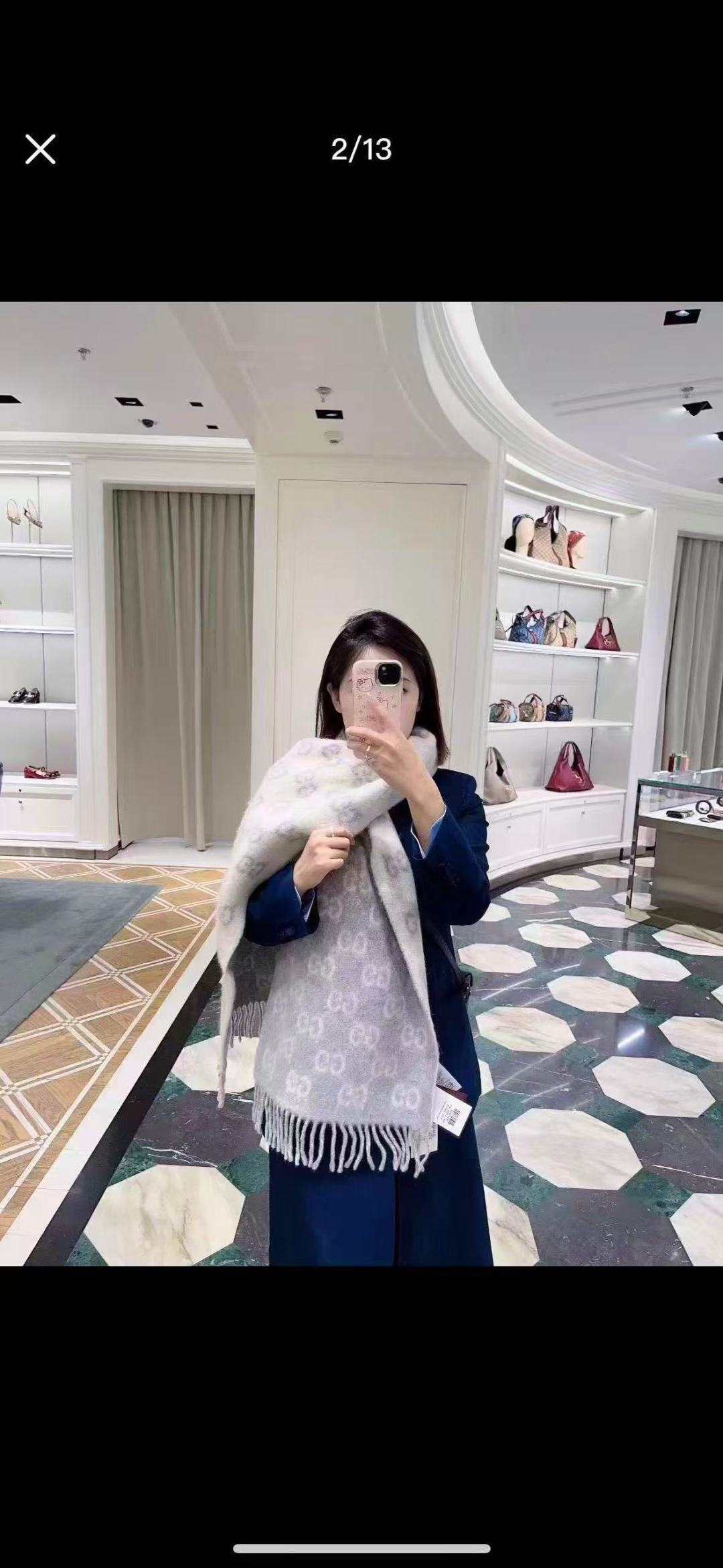 🆕  原单对版质量💝Gucci渐变色围巾🧣＂2026早春系列女士软配饰焕新诠释品牌标志性图案。这款围巾以羊驼毛混纺面料打