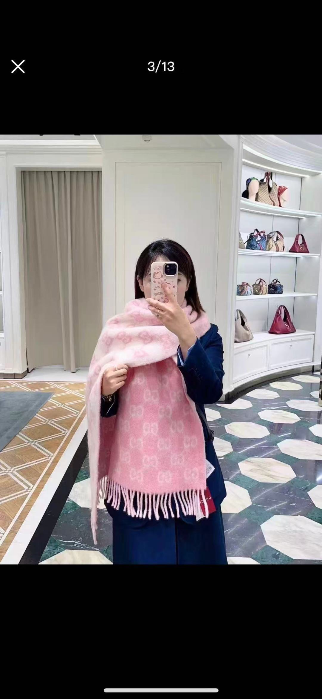 🆕  原单对版质量💝Gucci渐变色围巾🧣＂2026早春系列女士软配饰焕新诠释品牌标志性图案。这款围巾以羊驼毛混纺面料打