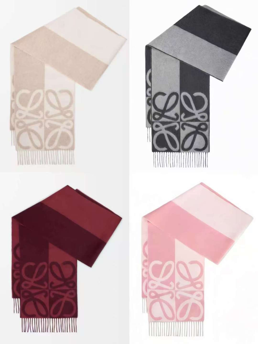 新款 ✨💕同步 LOEWE罗意威｜双面拼色羊绒羊毛🤎💗 新品！粉拼驼这个配色真的温柔到骨子里 经典Anagram回纹大l
