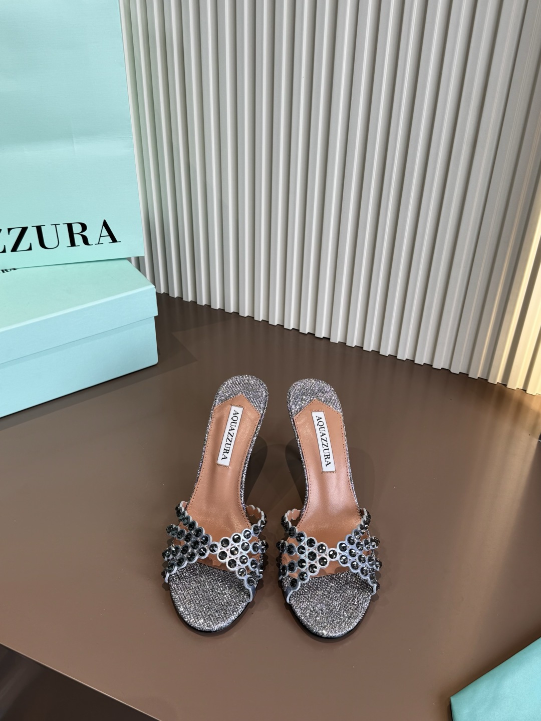 Aquazzura 水鑽 PVC 高跟 拖鞋