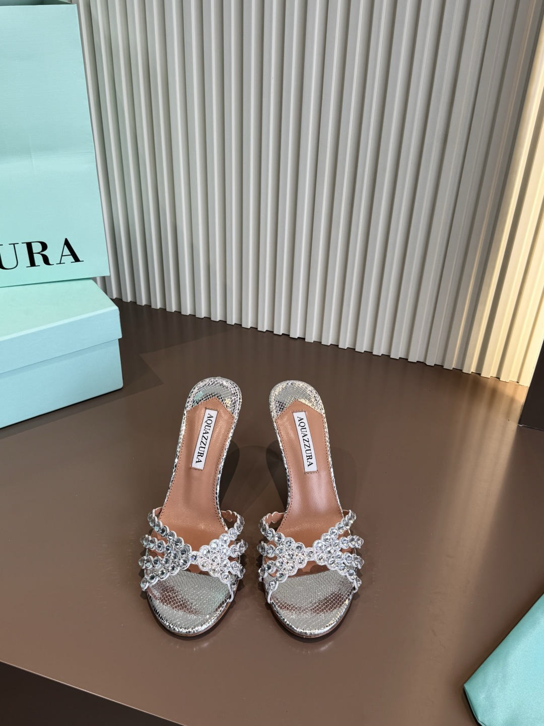 Aquazzura 水鑽 PVC 高跟 拖鞋