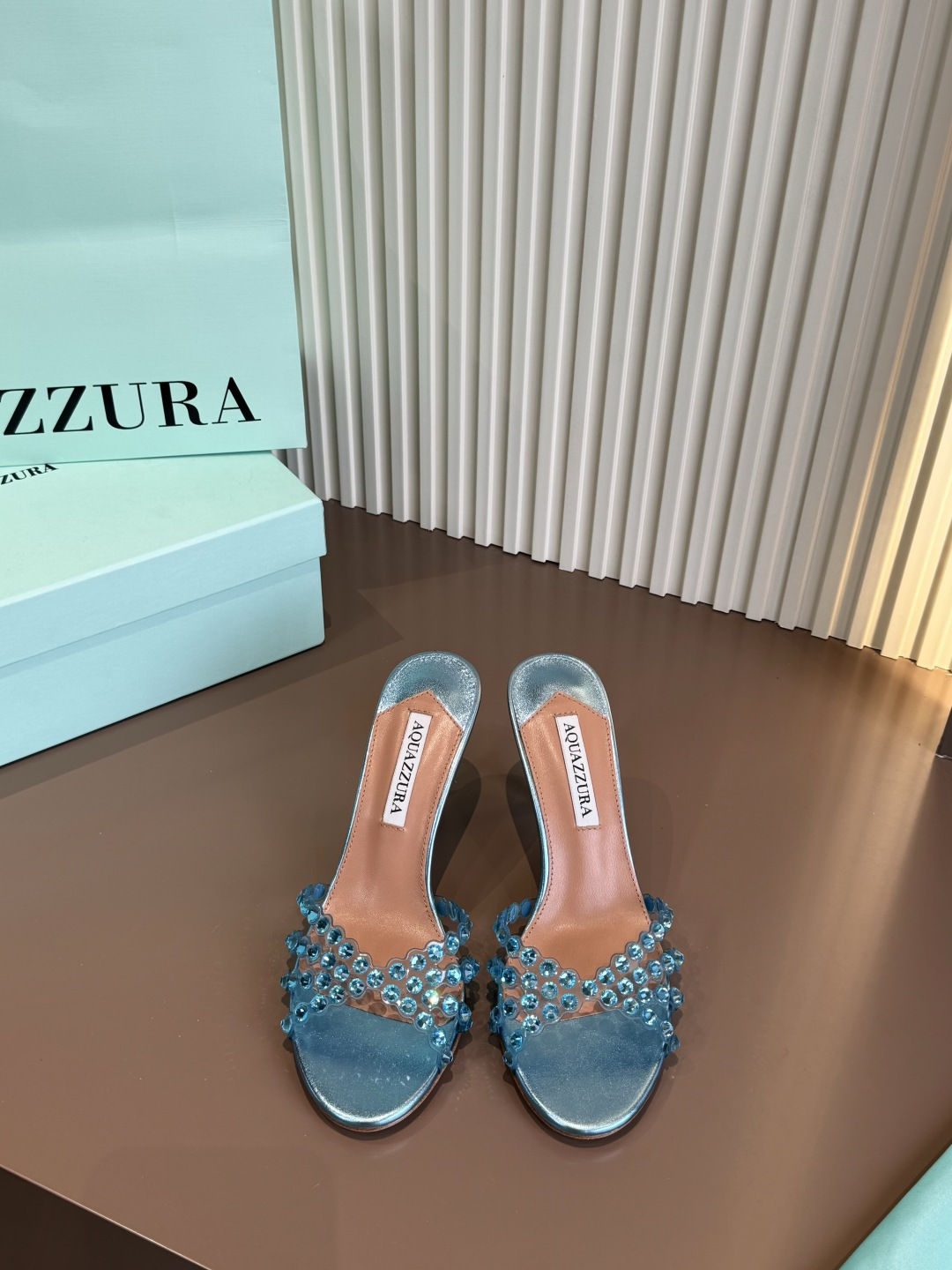 Aquazzura 拖鞋 燙鑽 PVC 羊皮 高跟