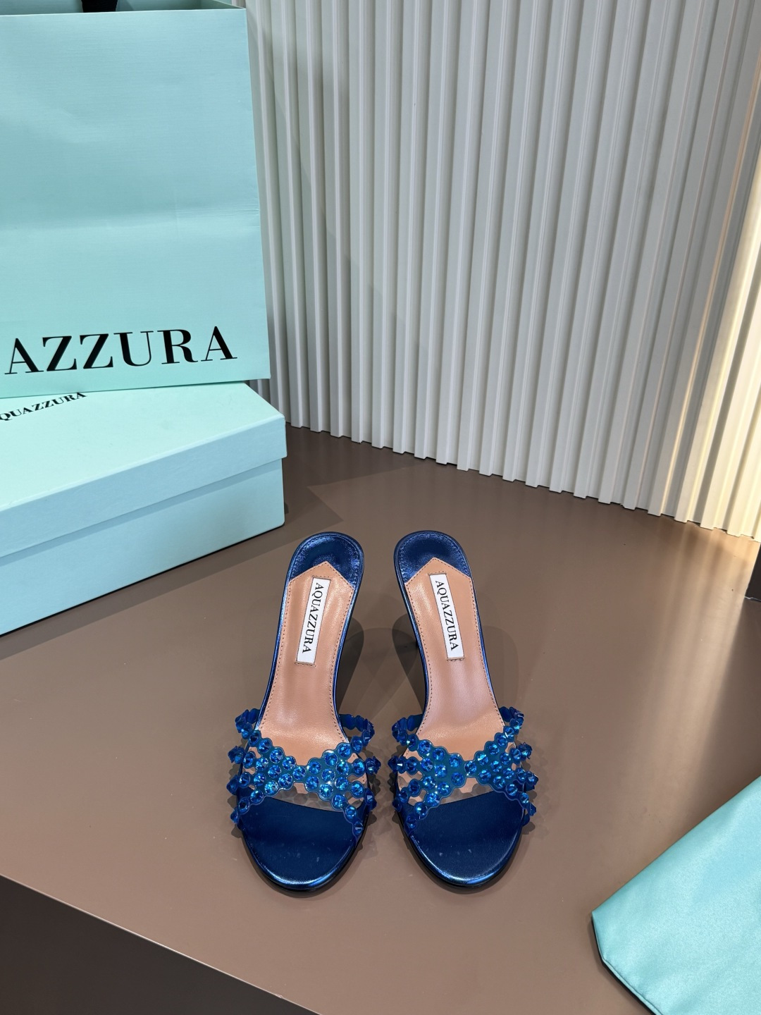 Aquazzura 拖鞋 燙鑽 PVC 羊皮 高跟