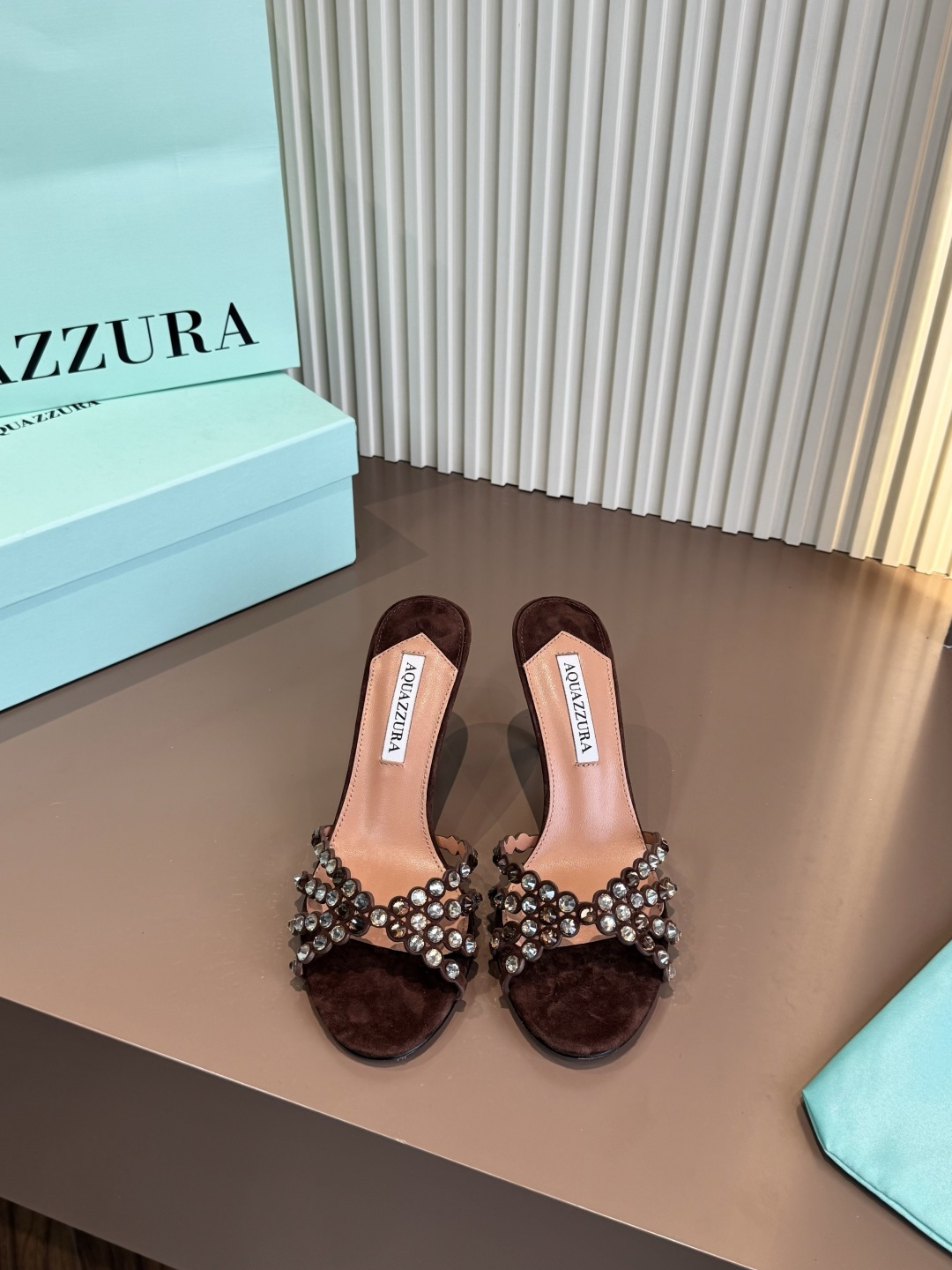 Aquazzura 水鑽 PVC 高跟 拖鞋