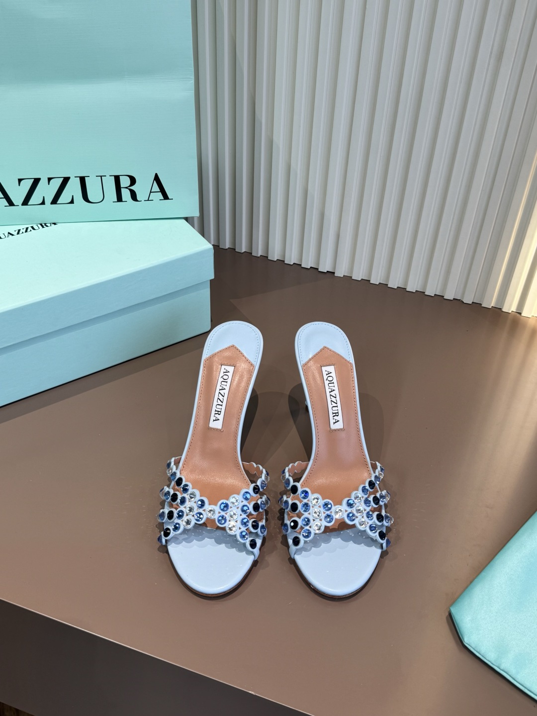 Aquazzura 拖鞋 燙鑽 PVC 羊皮 高跟