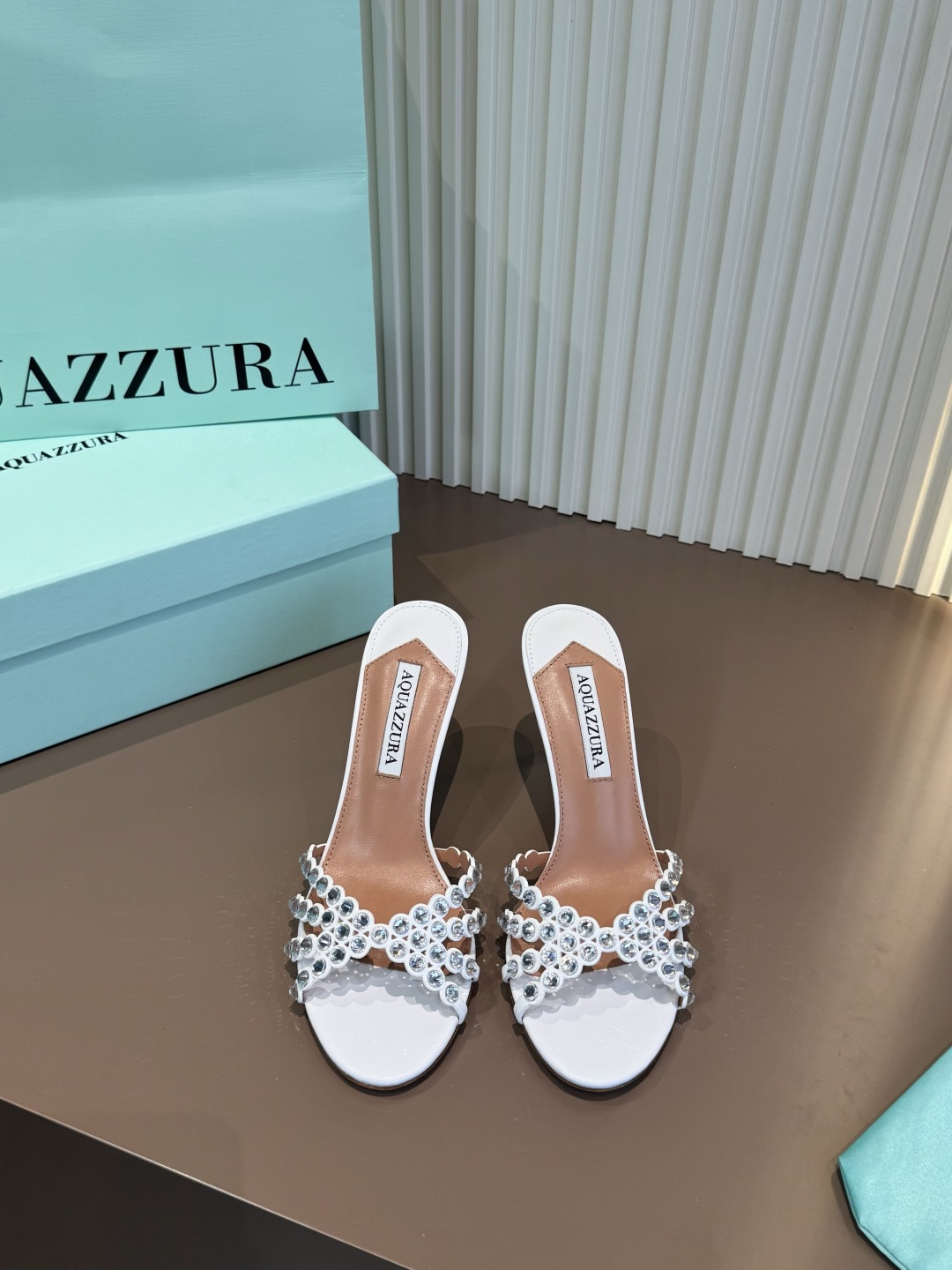 Aquazzura 水鑽 PVC 羊皮 拖鞋
