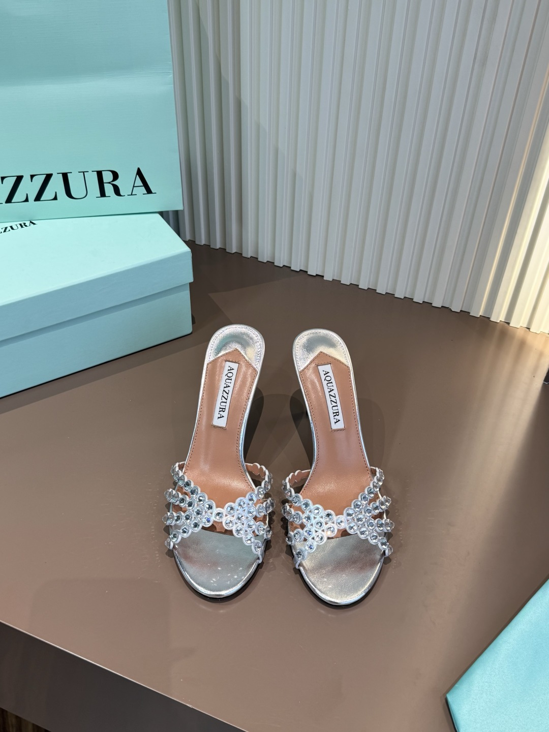 Aquazzura 水鑽 PVC 高跟 拖鞋
