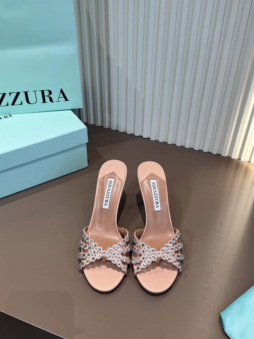 Aquazzura 水鑽 PVC 高跟 拖鞋